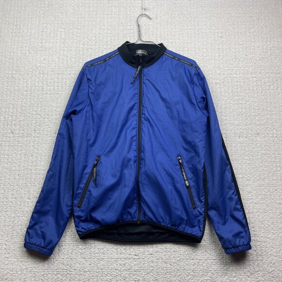 VTG Louis Garneau Windbreaker Jacket Fleece Lined Cycling / XC Ski Blue Men's S - Picture 1 of 12
